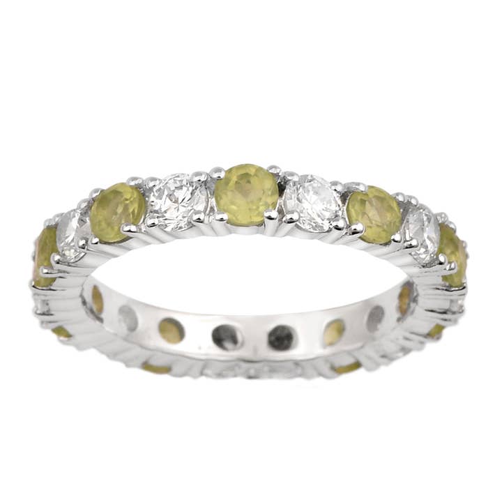 Full Eternity 2 Ctw Peridot Sterling Silver Women Stackable Ring for wholesale by Star Joya