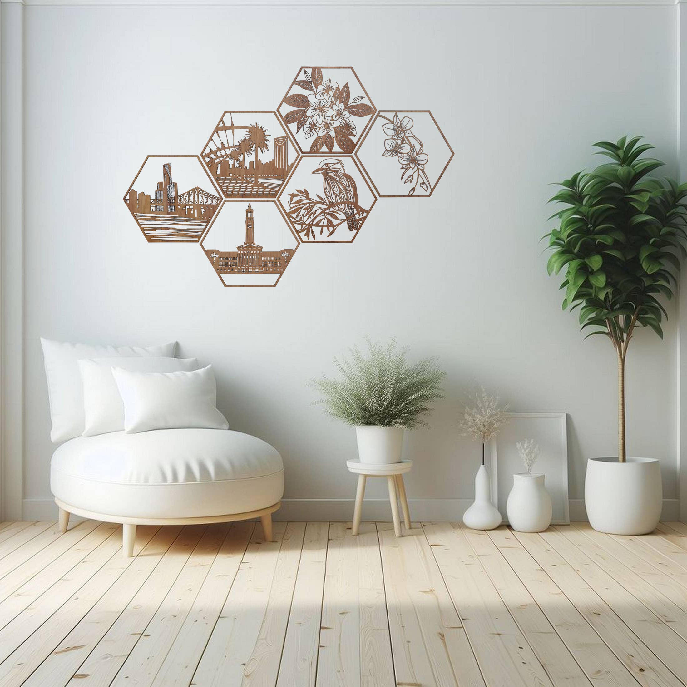 Straya Art - Wholesale Wall Accent - Brisbane Town Hall Hexagon Wall Art5