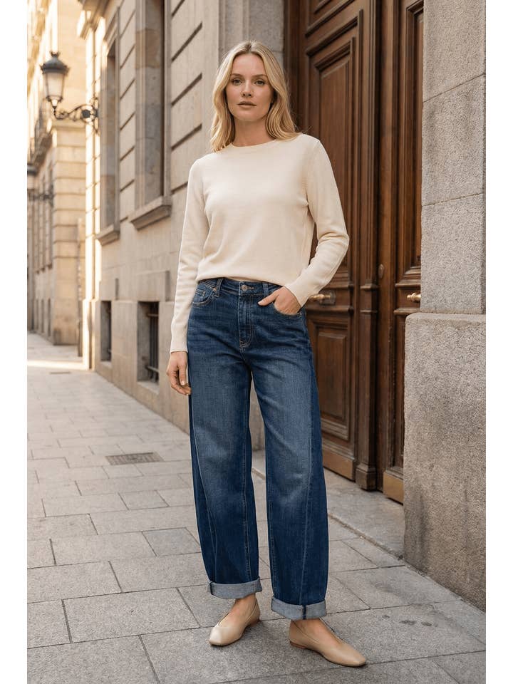 ARTEMIS VINTAGE - Venta al por mayor Vaqueros - Mujer - Jeans de tiro alto relajados con pierna cónica y lavado oscuro estilo Barrel5