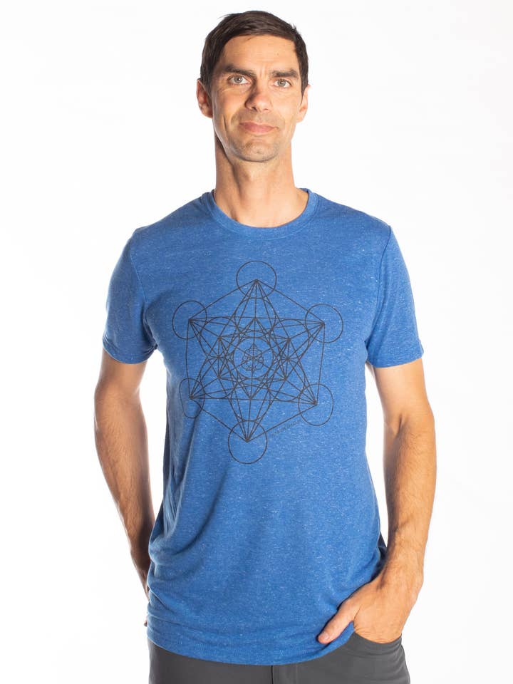 Cubo Metatron's Cube sobre cuello redondo de mezcla de lino para venta al por mayor de Third Eye Threads