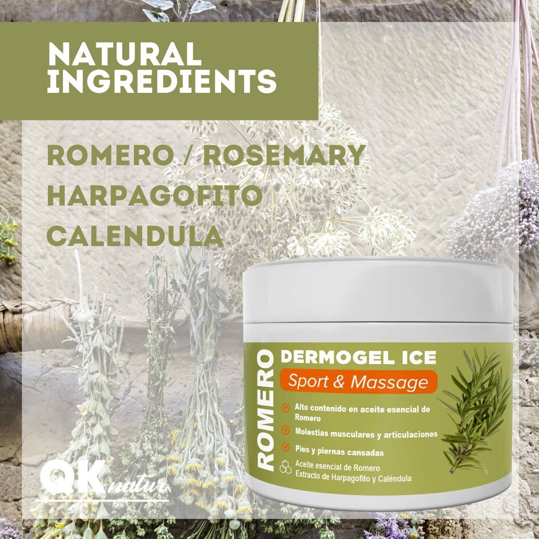 Qknatur – Spray/creme para alívio da dor por atacado – DERMO GEL CREME ALECRIM - 300ml - Efeito frio3