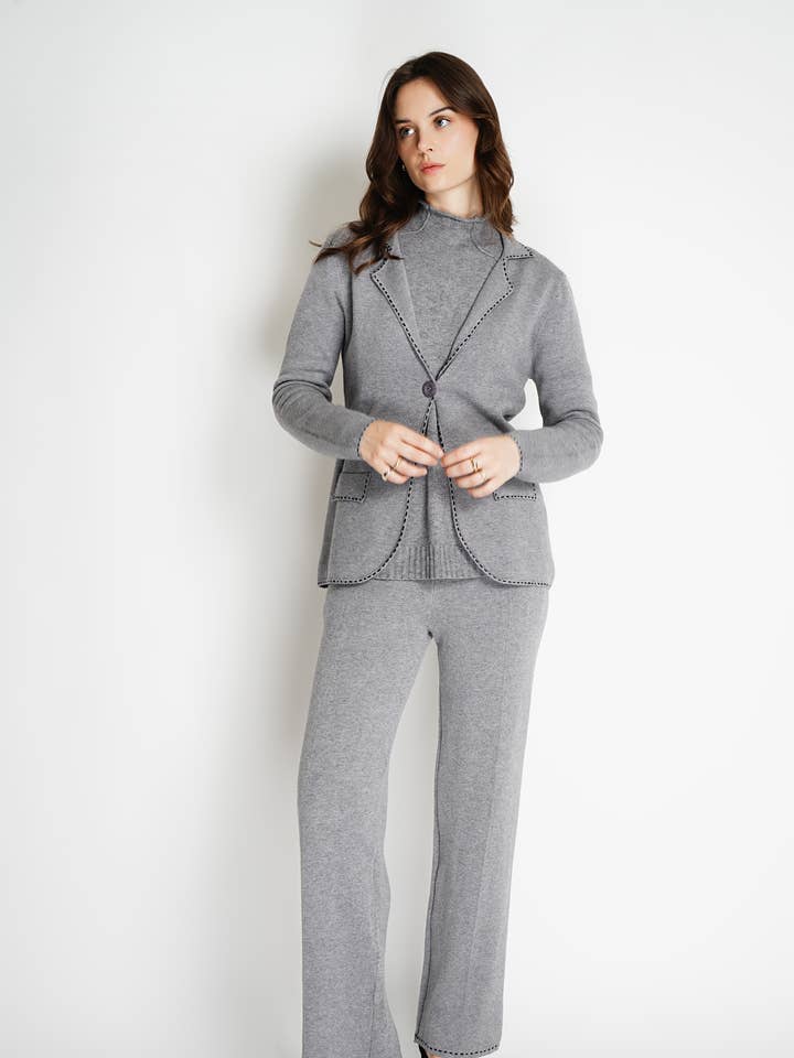 25301 knitted jacket & pants set for wholesale by NOELINE