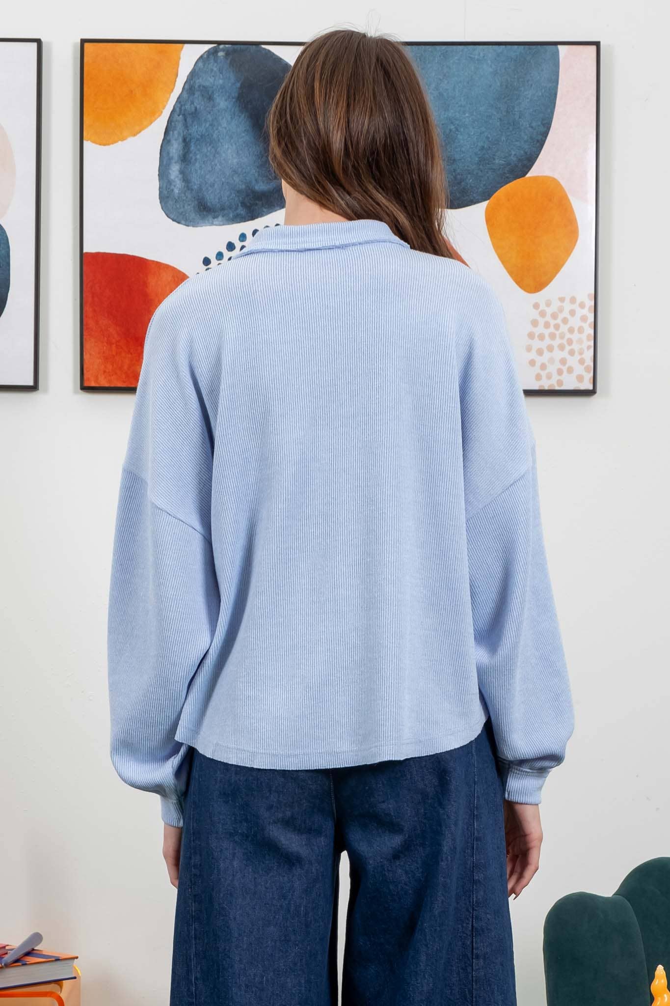 Blu Pepper - Venta al por mayor Jersey corto de punto - Mujer - TOP DE PUNTO CON CUELLO Y BORDES CRUDOS36