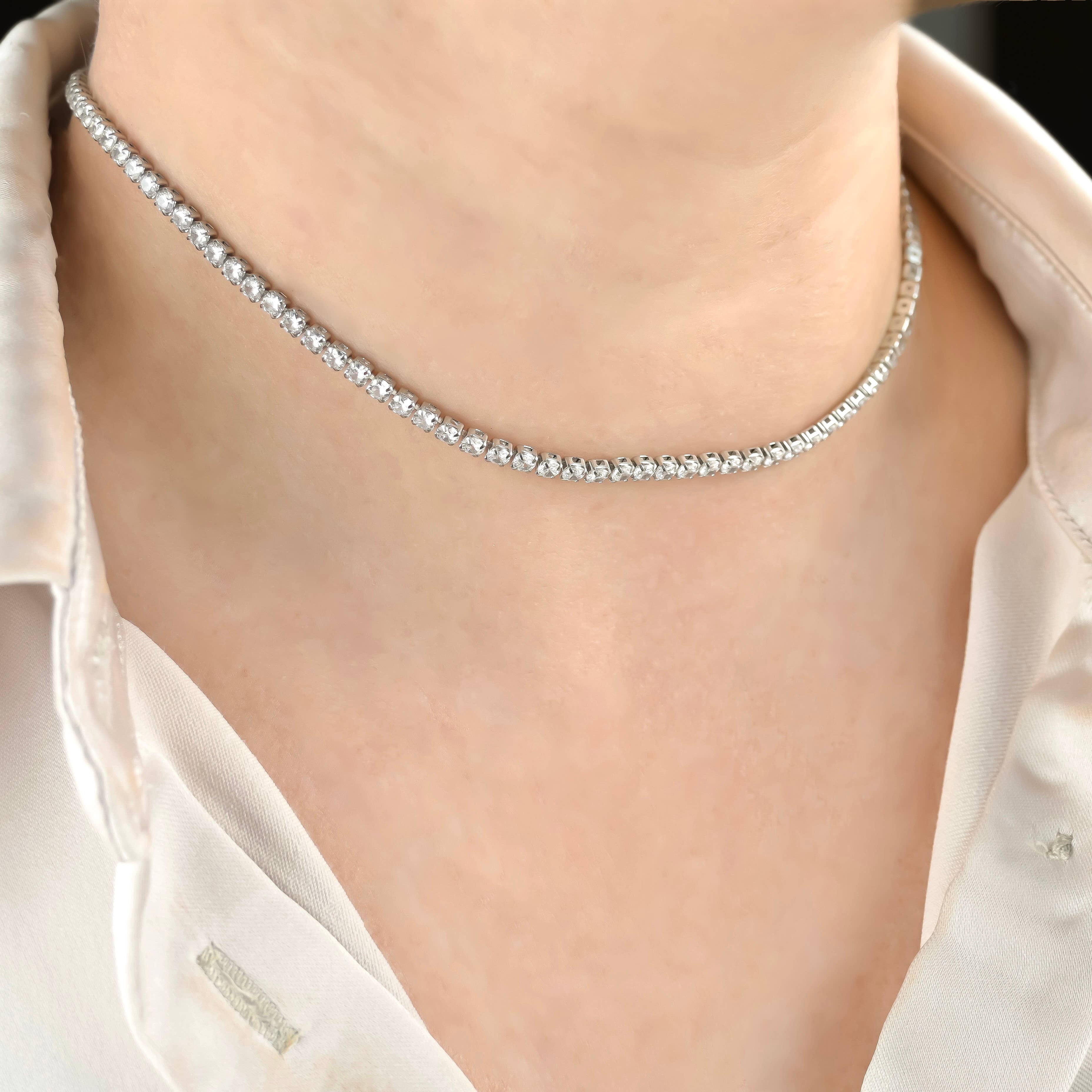 Blueyejewelry - Wholesale Link & Chain Necklace - Tennis Chain Necklace - Waterproof 18k Gold Diamond Choker9