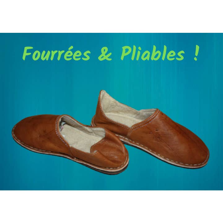 CAMEL LINED SLIPPERS - Fleece & Leather - Warmth and Comfort - 100% Handmade - Man/Woman - From 38 to 45 - for wholesale by Boutique Huléti