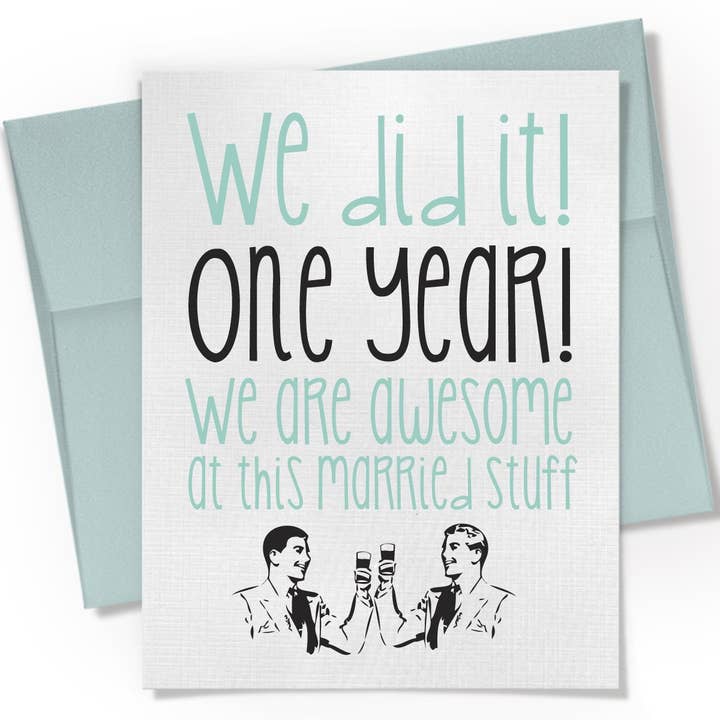 We Did It! LGBTQ One Year Anniversary Card for wholesale by Beckamade