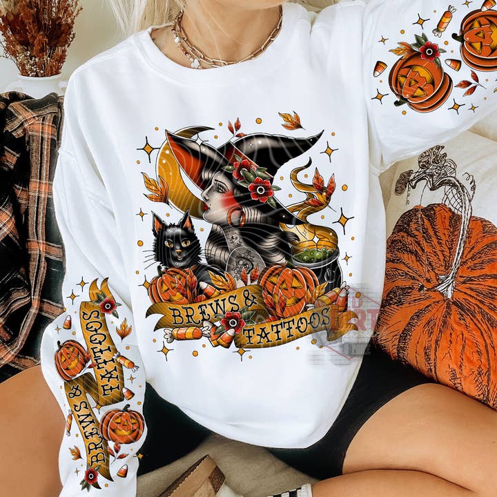 Brews and Tattoos DTF Transfer | Trendy Halloween DTF Transfer | Ready to Press | High Quality DTF Transfers | Fast Shipping for wholesale by Red Dirt Transfers