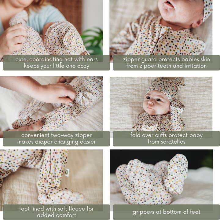 Dappled Dot Bamboo Baby Romper 2 Piece Set for wholesale on Faire2
