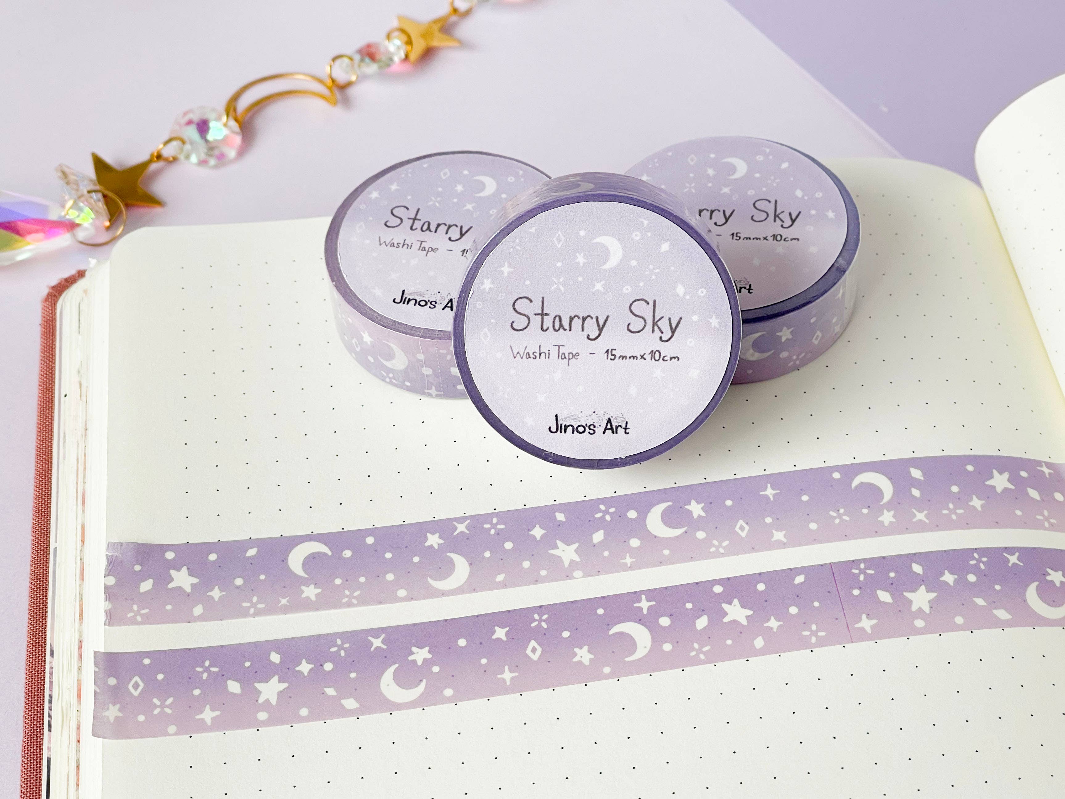 Jino's Art - Wholesale Washi Tape - Purple Starry sky washi tape  - Stationary tape - 15mm x 10m0