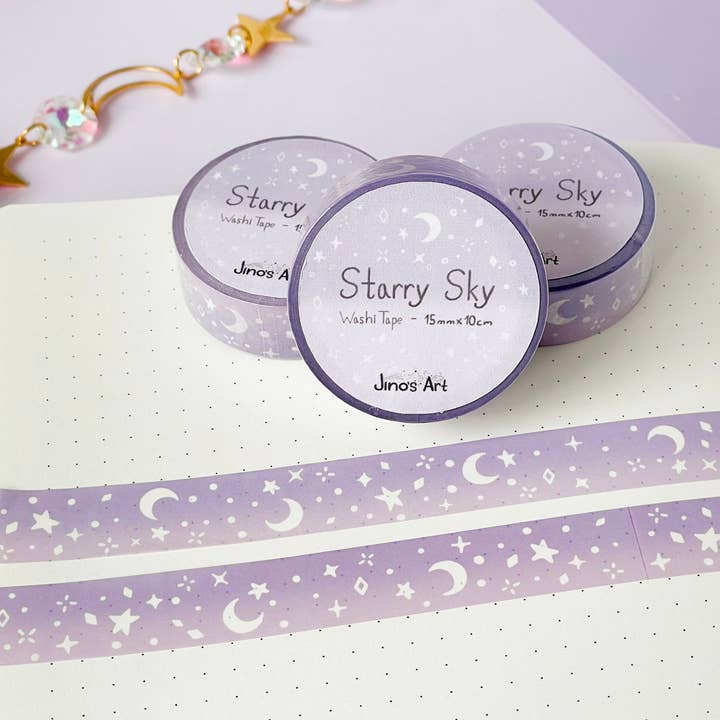 Jino's Art - Wholesale Washi Tape - Purple Starry sky washi tape - Stationary tape - 15mm x 10m