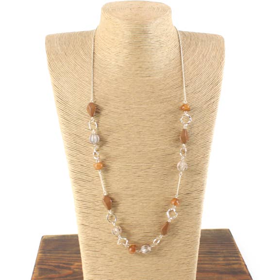 N24248 Mixed Polyresin Bead/Ring Necklace (28"+2") for wholesale by Pretty Persuasions
