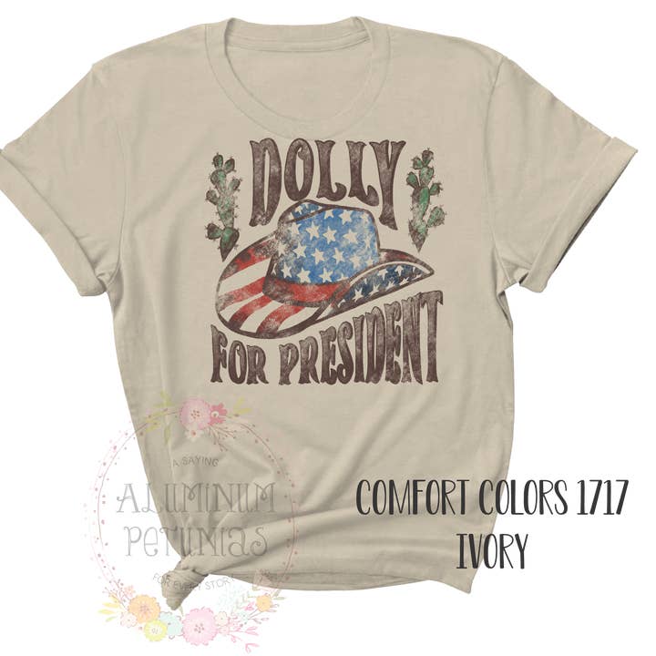Aluminum Petunias - Wholesale Screen Printed T-Shirt - Women's - Dolly for President ADULT0