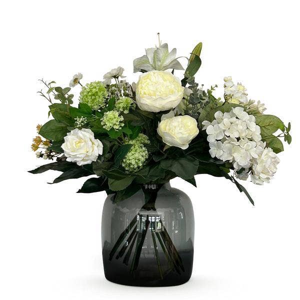 Oasis of Life - Wholesale Artificial Flowers - Artificial Flower Bouquet – White Dream – 60cm – High-quality artificial flowers in white – Hand-tied bouquet with lifelike blossoms & leaves – Decoration & gift idea0