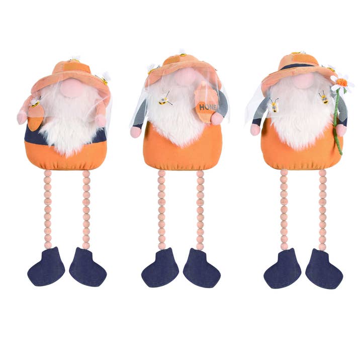 Transpac - Wholesale Decorative Figurine - CLOSEOUT Transpac Plush Beekeeper Gnome Sitter Set 3 Spring