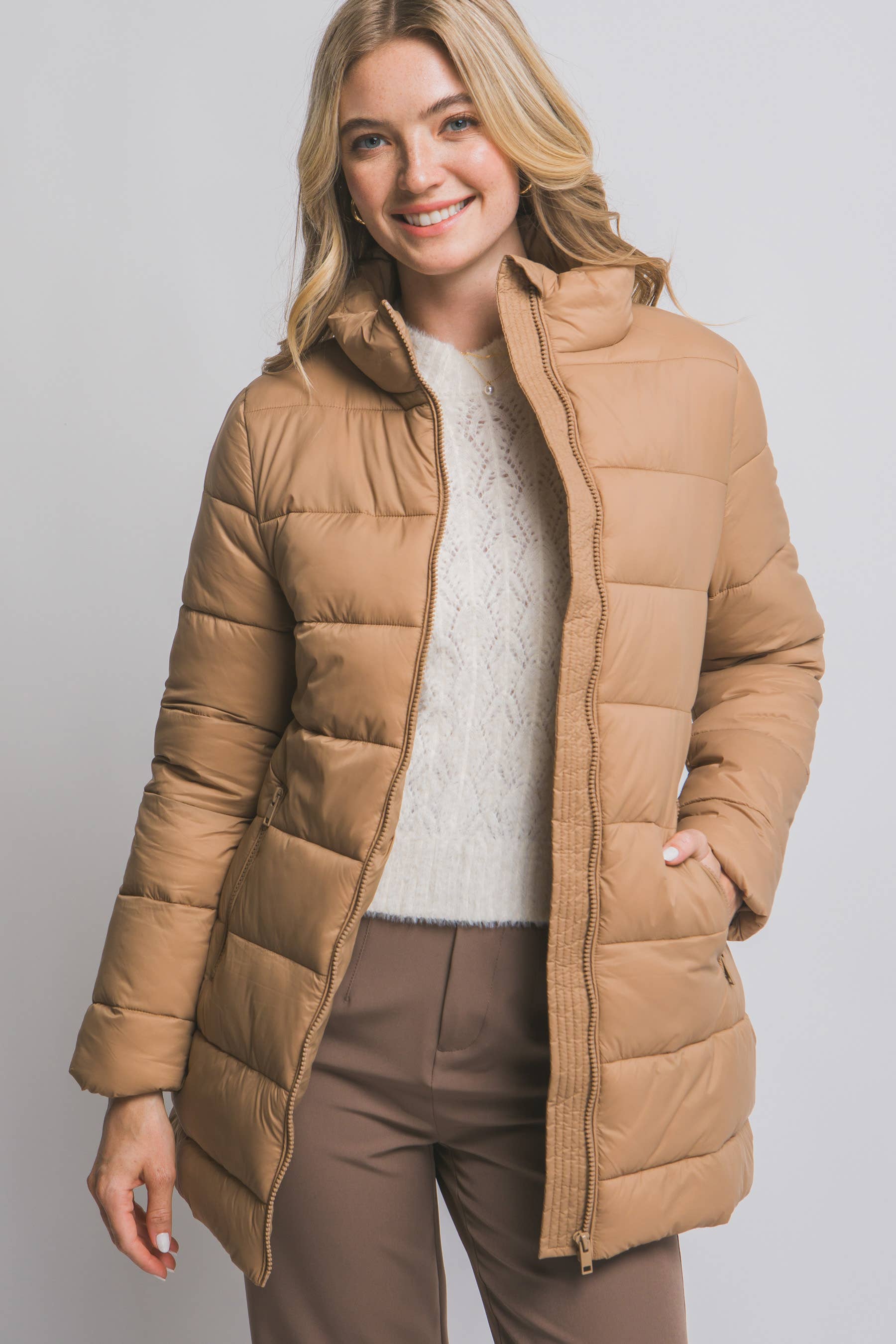 42POPS - Vente Veste – femme - ..0815 Longue Doudoune Matelassée avec Poches Zippées SI-282313