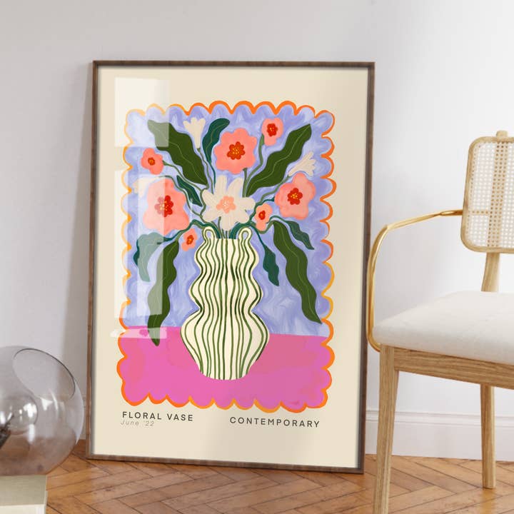 Kate Fox Design - Wholesale Art Print - Vase Art Print, Colourful Art Print, Hand Drawn Art, Quirky8