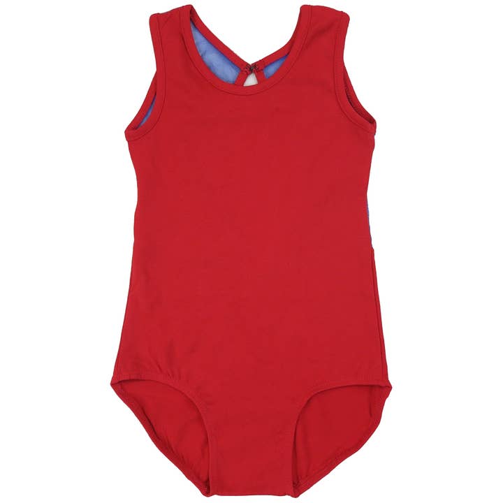 Red & Royal Blue Ring Back Tank Top Leotard for wholesale by Wenchoice