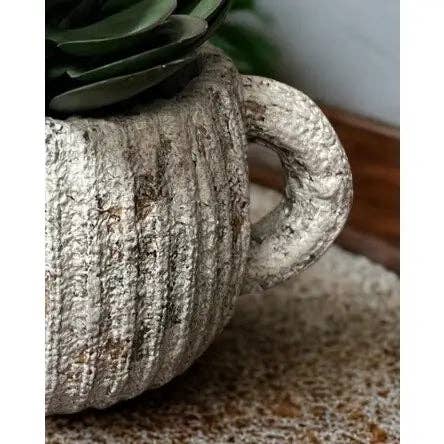 Vagabond Vintage - Vente Pot - Pot de fleurs rustique en béton en forme de théière2