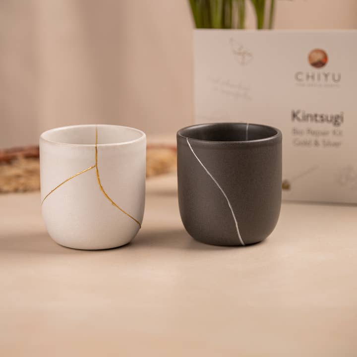 CHIYU Kintsugi – Engroshandel DIY-hobbysæt – Kintsugi Bio reparationssæt: Guld & Sølv