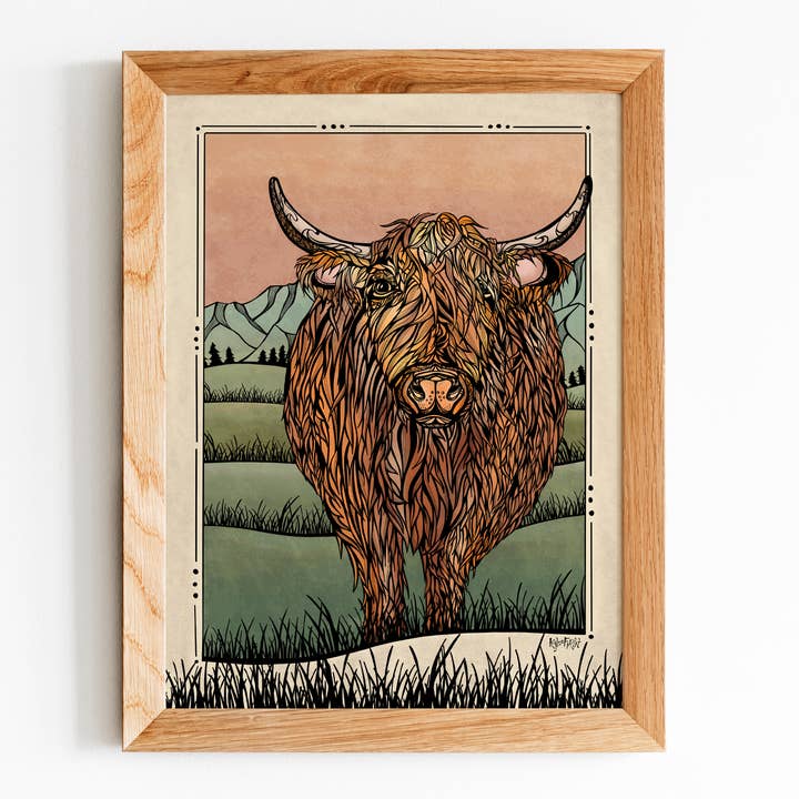Kylee Firlit Creative - Wholesale Art Print - Highland Cow Art Print