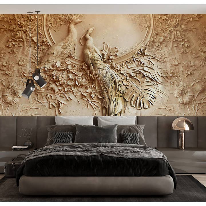Les Panoramiques - Wholesale Wallpaper - Trompe l'oeil carved peacocks wallpaper2
