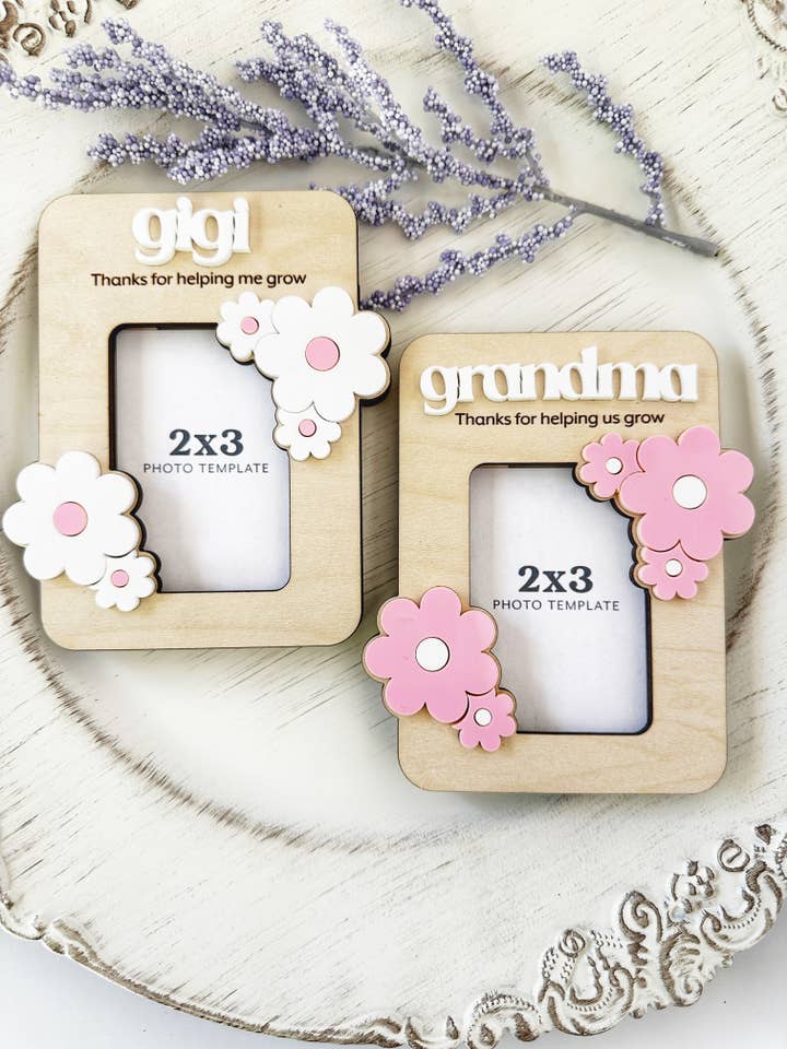 Pink & White Floral Fridge Photo Frame – Magnetic Mini Frame for wholesale by Falcon Ridge Designs LLC