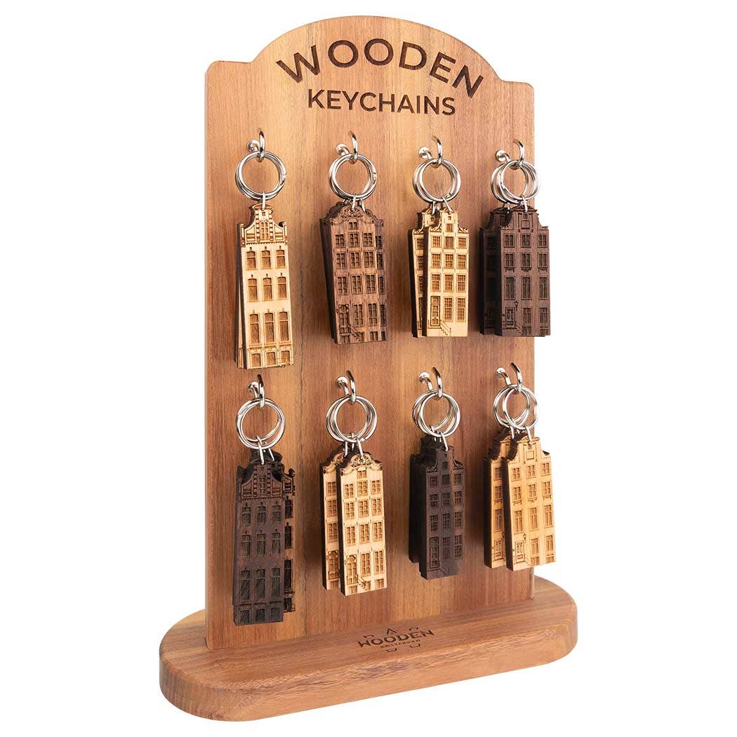Wooden Amsterdam - Vente Porte-clés – unisexe - Porte-clés Maison de Canal d’Amsterdam - Amstel 101 - Noyer2