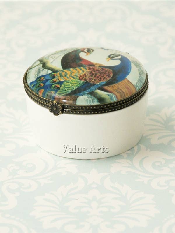 Blå Påfågel Skattkista för wholesale av Value Arts