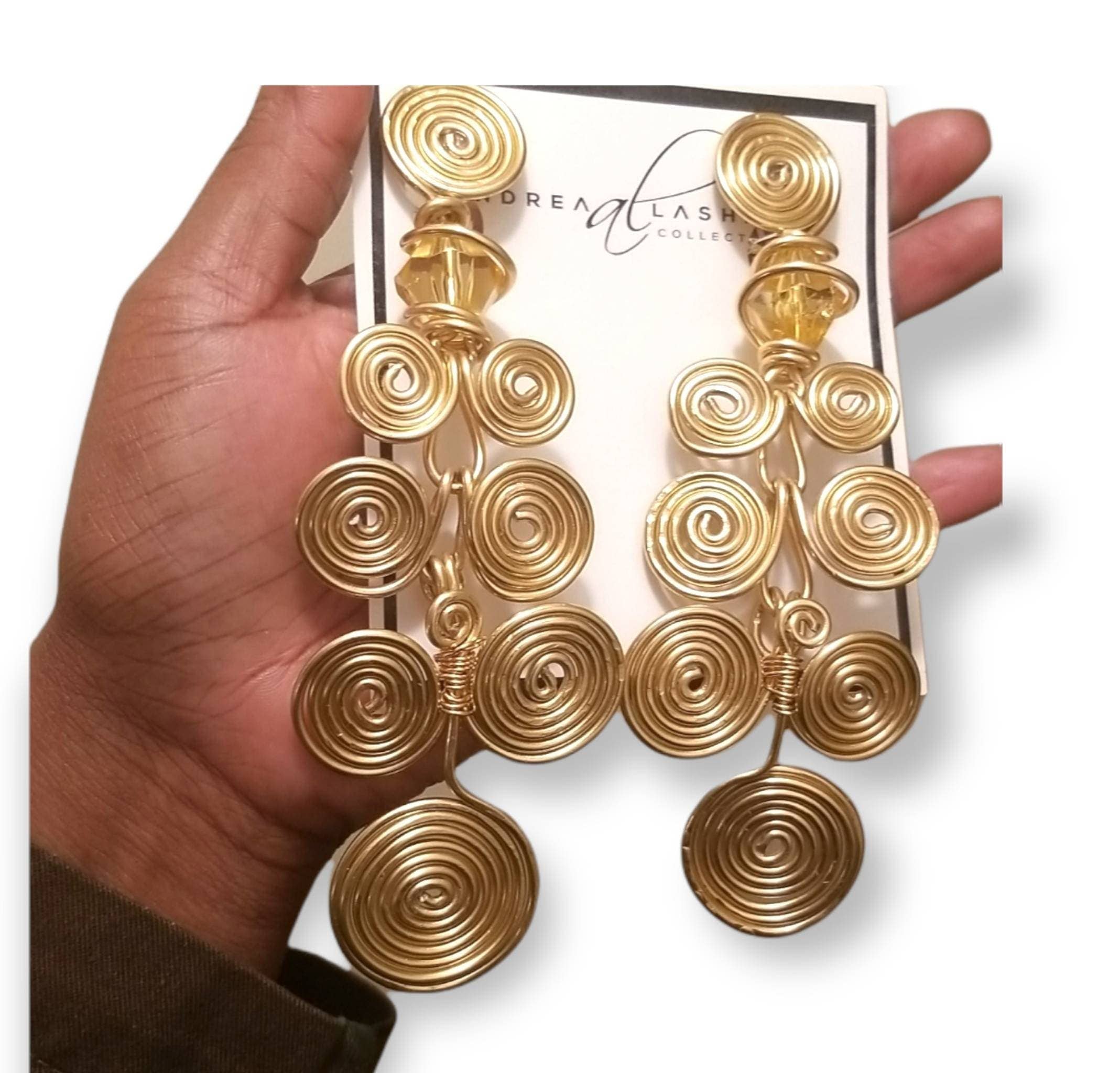 Andrea Lashay Collection - Wholesale Dangle Earrings - Gold Large African Disc Earrings Gold Statement Earrings5