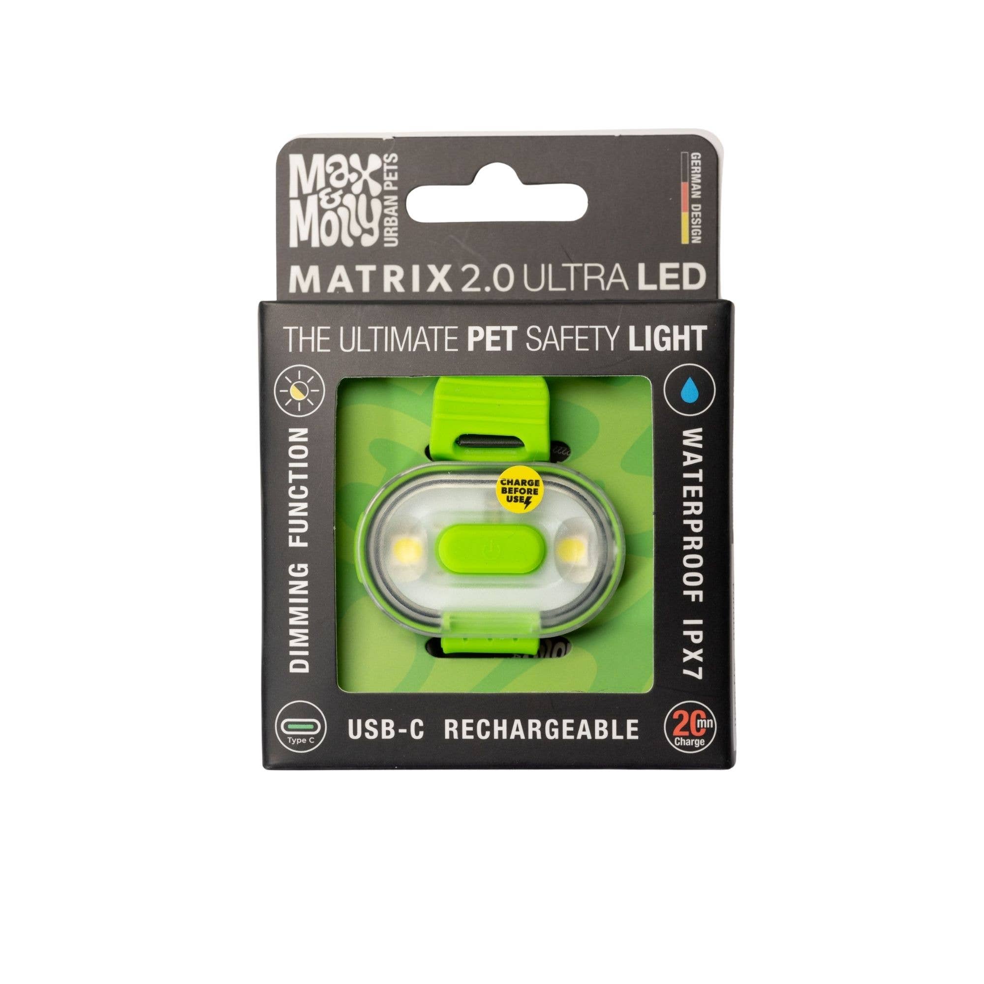Max & Molly - Wholesale Pet Collar - Dog - Matrix Ultra LED - Dog Safety light Lime Green3