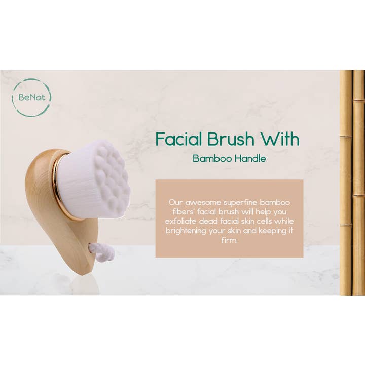 BeNat - Wholesale Facial Cleanser - Facial Brush Bamboo Handle2