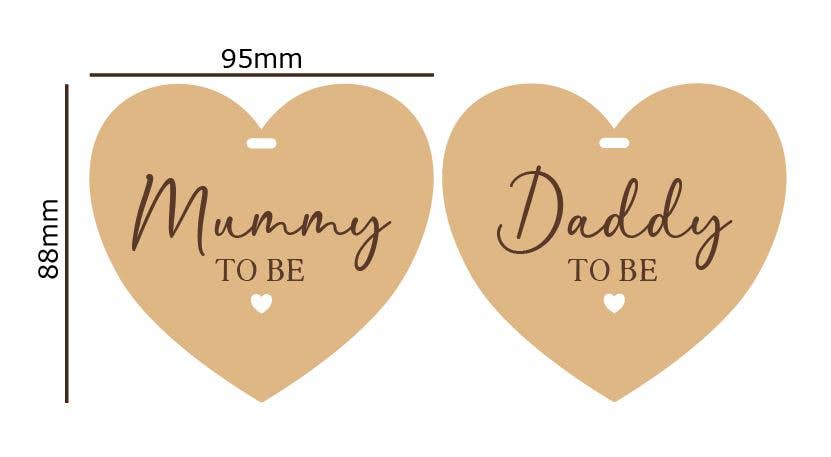 Two Little Hearts – wholesale Ornament – Kids & baby – Mummy / Daddy To Be Wooden Hanging Heart0