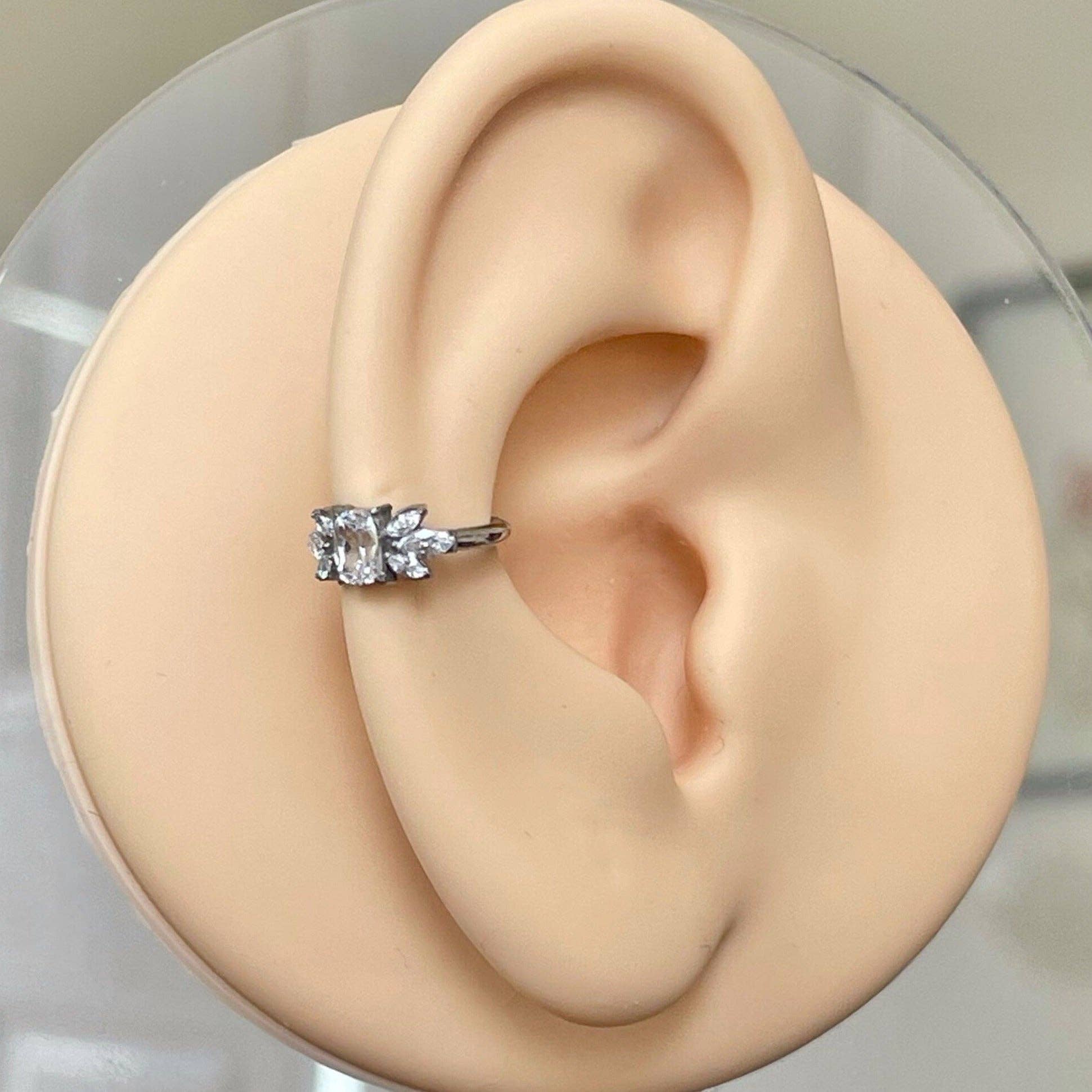 Elara Body Jewelry - Wholesale Single Earring - Silver Conch Piercing (16G | 8mm or 10mm | Titanium | Silver or Gold)9