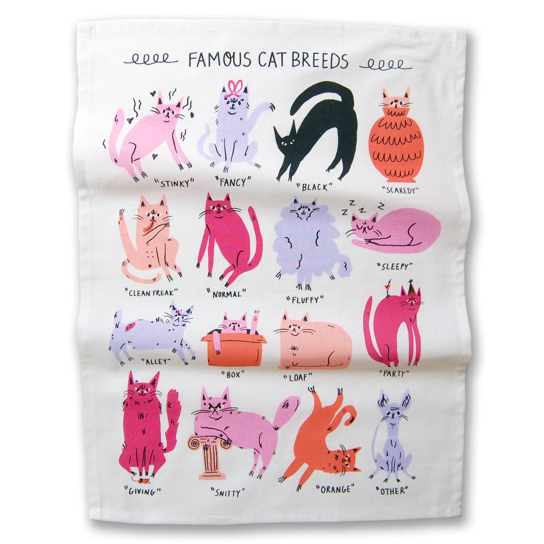 Badger & Burke - Wholesale Tea Towel - "Famous Cat Breeds" Tea Towel1