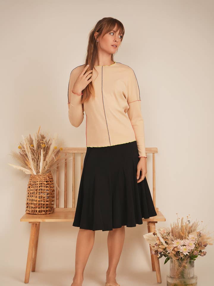 Ribbad kort panelkjol för wholesale av Hush.Shop