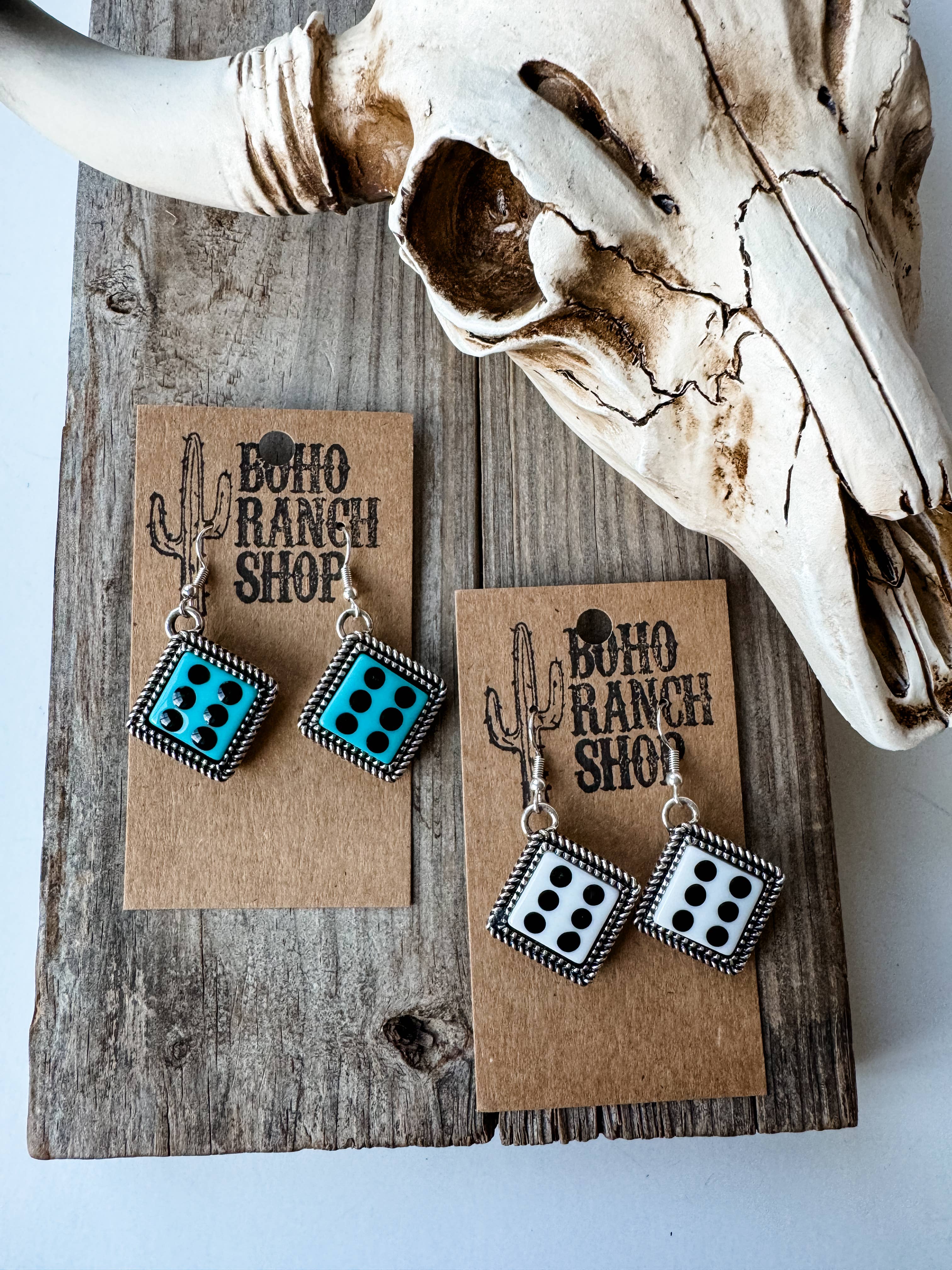 Boho Ranch Shop - Wholesale Dangle Earrings - Western Dangle Dice Pendant Earrings 0