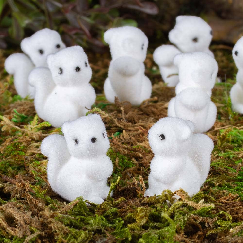Factory Direct Craft – wholesale Decorative figurine – 1" Miniature White Flocked Squirrels (Bag of 12)0