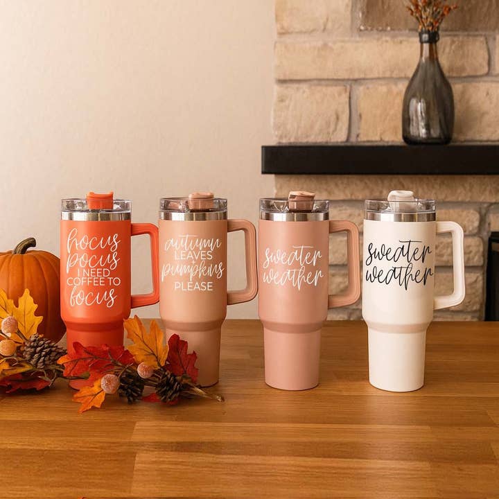 Gia Roma - Wholesale Insulated mug/tumbler - Fall Tumblers with Handle & Lid | Modern Autumn Travel Mugs35