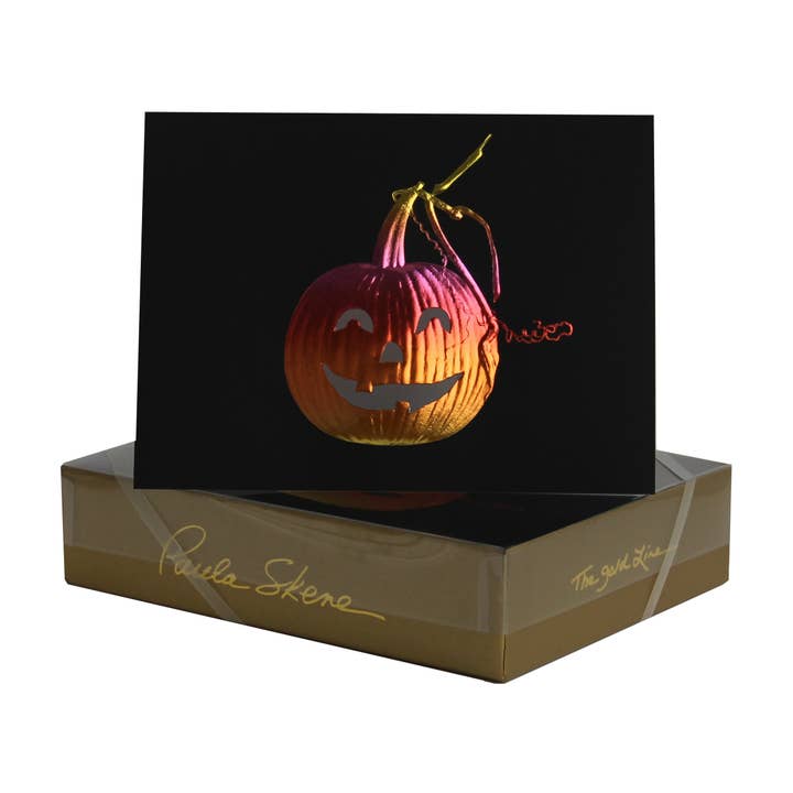 Tarjeta de Halloween de Jack O'Lantern troquelada en negro para venta al por mayor de PAULA SKENE DESIGNS