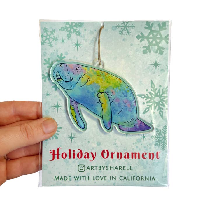 Art by Sharell - Wholesale Ornament Set - Manatee Acrylic Ornament, Florida Animal Lover Ornament1