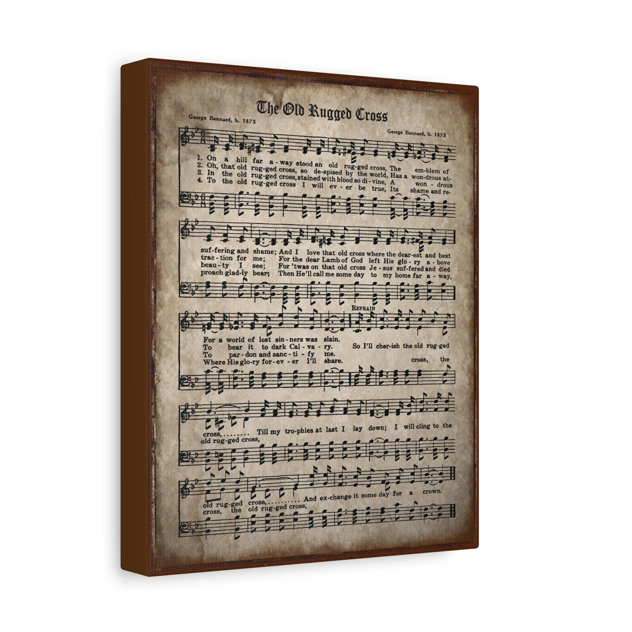 Olive Branch Farmhouse - Wholesale Canvas Art - The Old Rugged Cross Vintage Hymnal Christian Canvas Art2