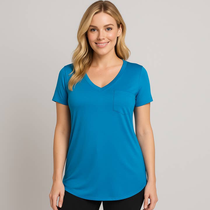 JadyK - Wholesale Tunic - Women's - Celeste Buttery Soft Pocket Round Hem Basic Top | JadyK2