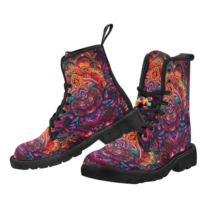 Ayahuasca Rave Boots aus Canvas mit Schnürung für Herren für den Großhandel von Prism Raves