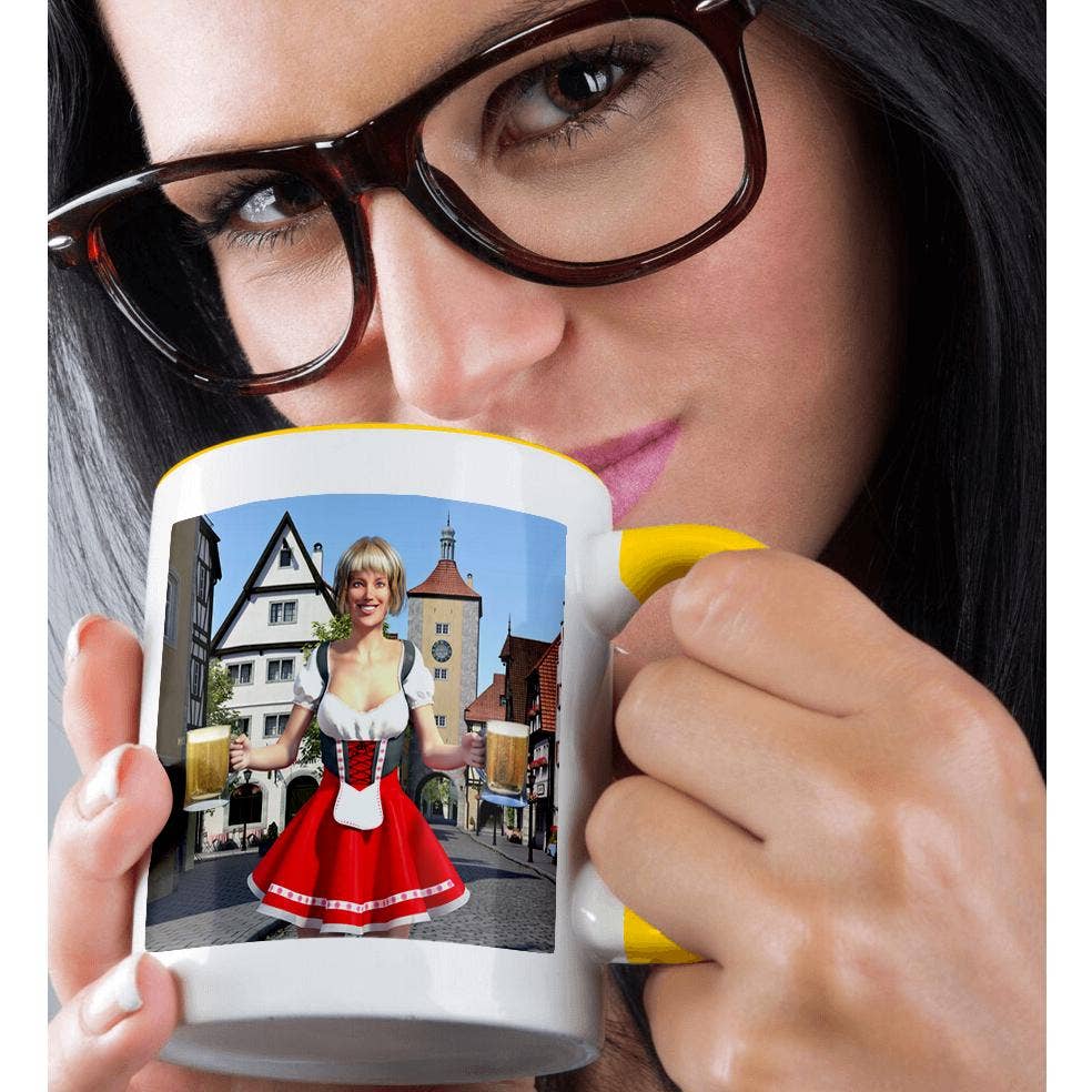 3dRose - Vendita all'ingrosso Tazza - 3dRose, Città Bavarese con Cameriera che Serve Birra, Tazza1