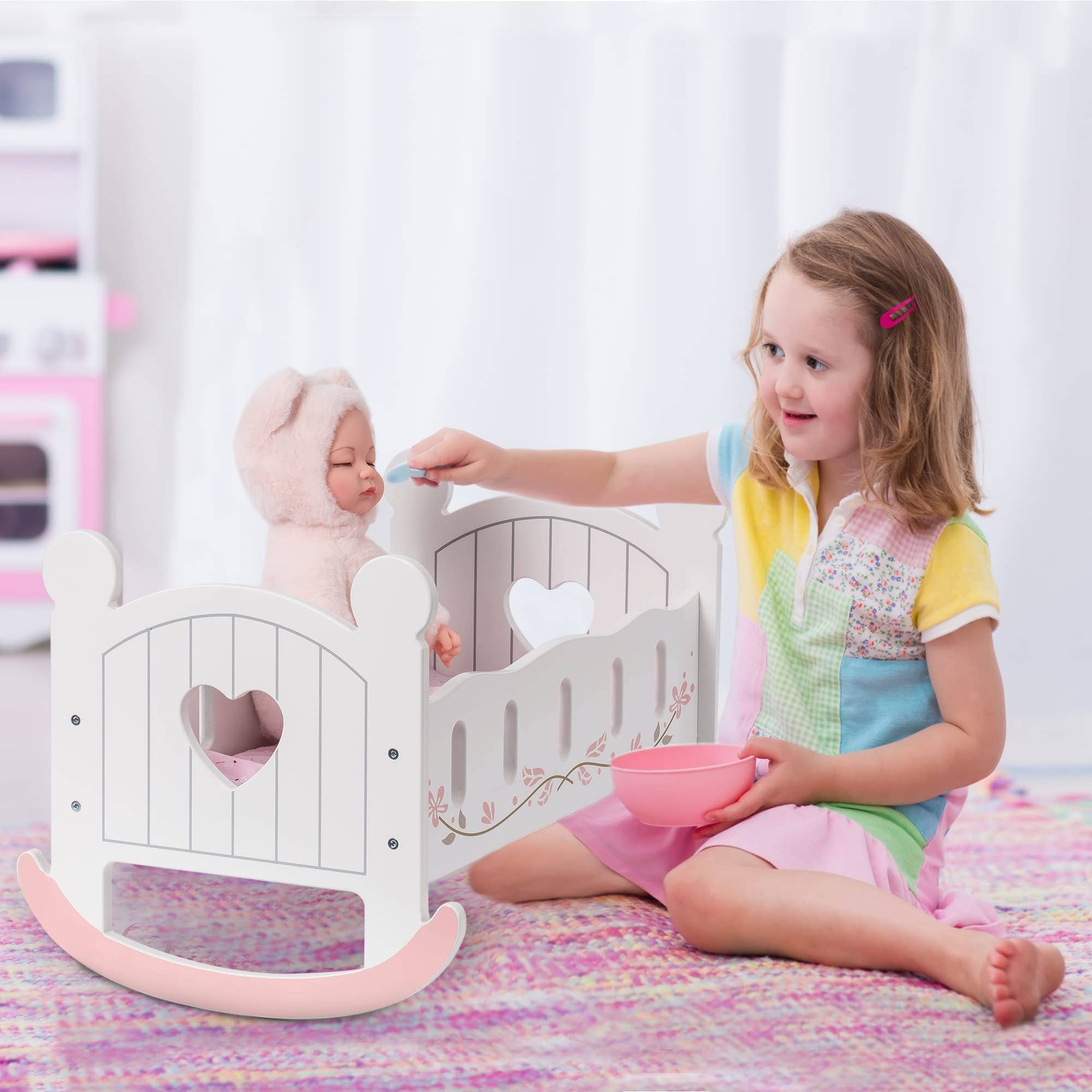 Robud & Mewoofun Official Store - Wholesale Accessoireset voor poppen - Kinderen - ROBUD houten poppenbed, wieg, schommelbed, omkeerbaar2
