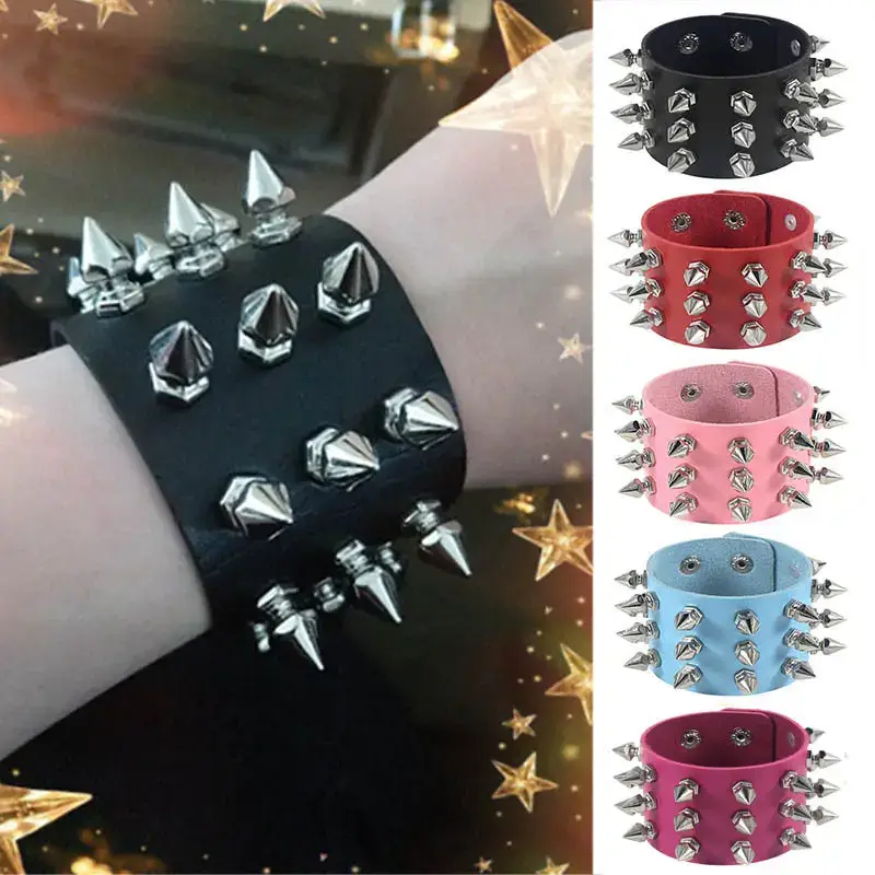 SALINA TRADING INC - Wholesale Bangle Bracelet - Gothic Punk Stud PU Bracelet4