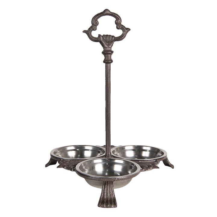 6Y3664 Dog Bowl 3x500 ml Brown Iron Round Cat Bowl for wholesale by Clayre & Eef