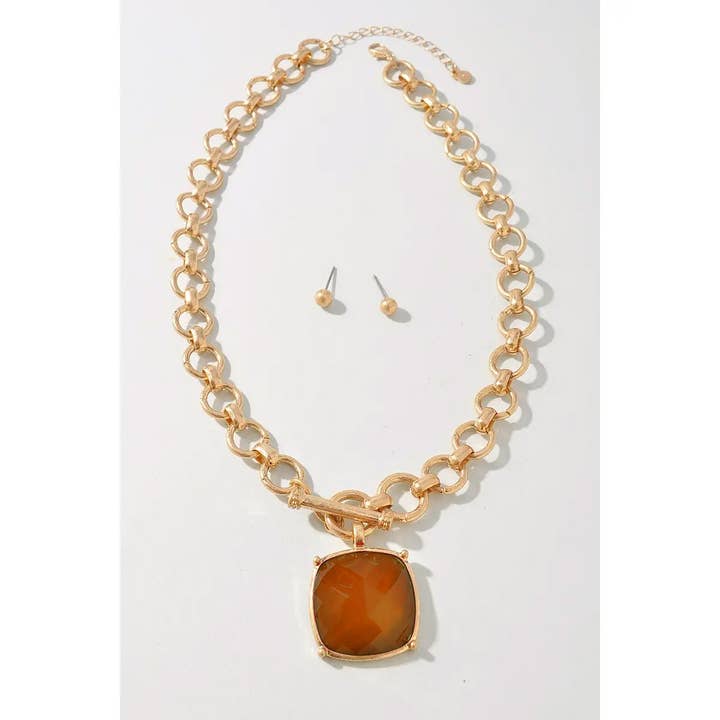 anbfashion - Vente Parures de bijoux - Ensemble collier et boucles d'oreilles avec fermoir à bascule en pierre facettée6