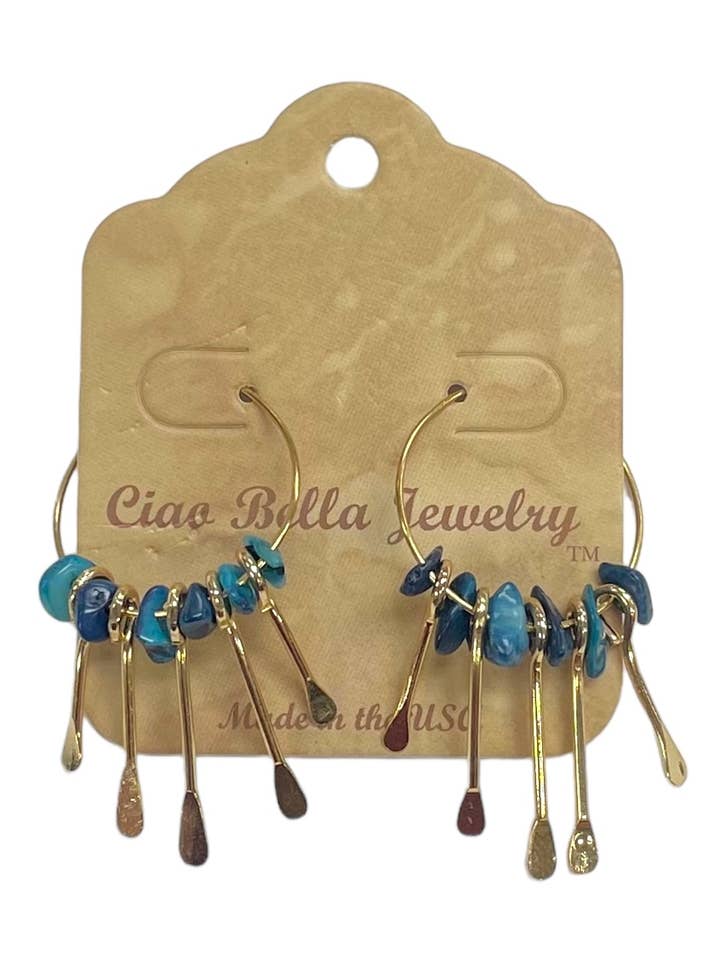 Boucle d'oreille à cerceau avec pendentif en pierre précieuse pour la vente par Ciao Bella Jewelry Inc