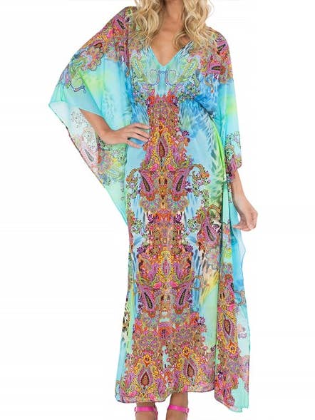 TORNASOL - "eyes On Me" Long Caftan for wholesale by Luli Fama